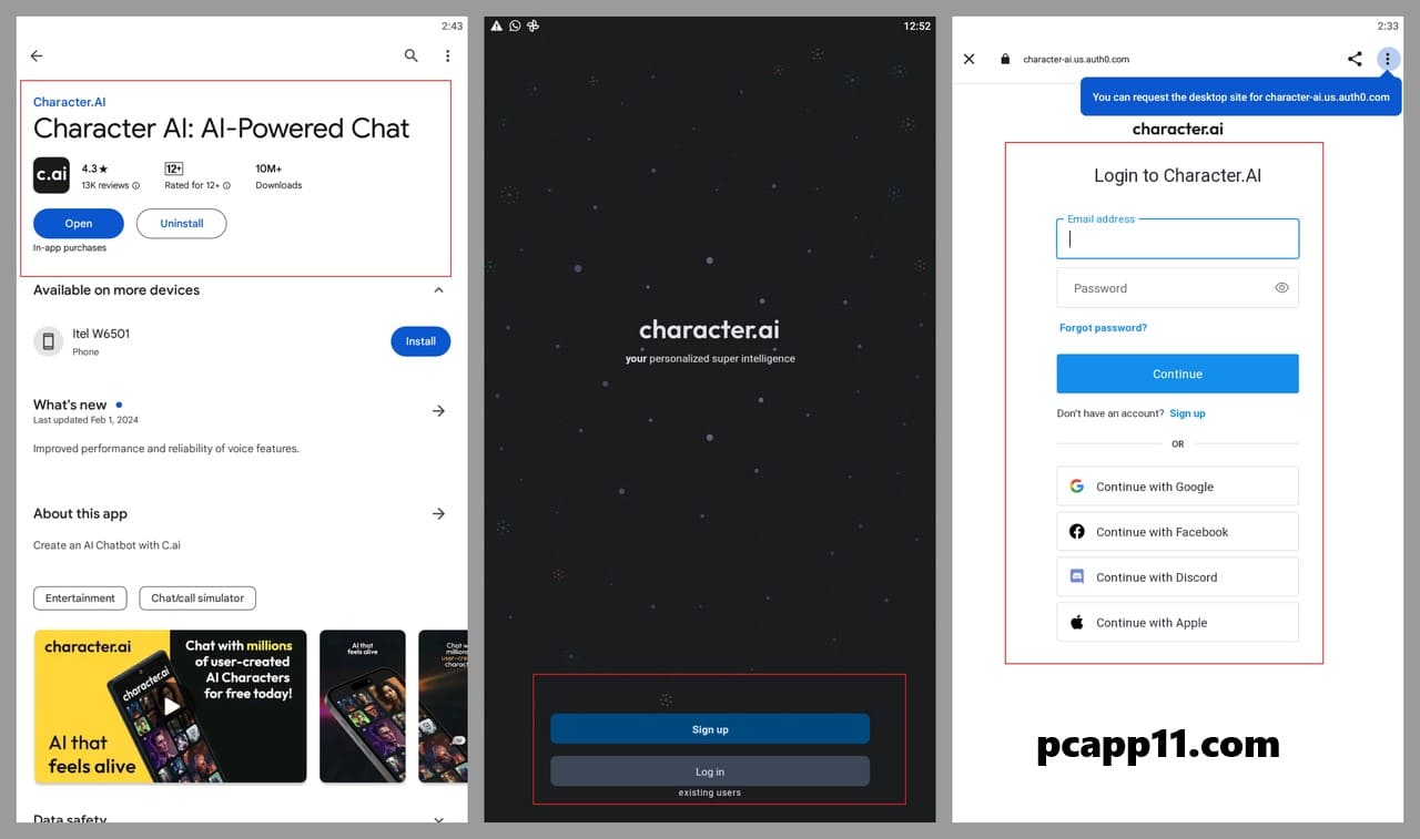 Character AI App Download PC